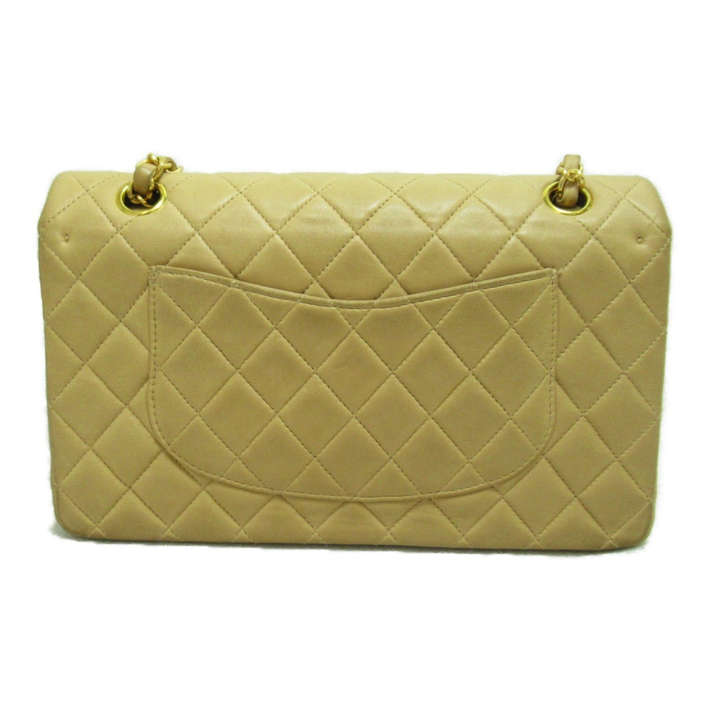CHANEL Matelasse Double Flap ChainShoulder Bag Beige Lambskin (sheep leather)