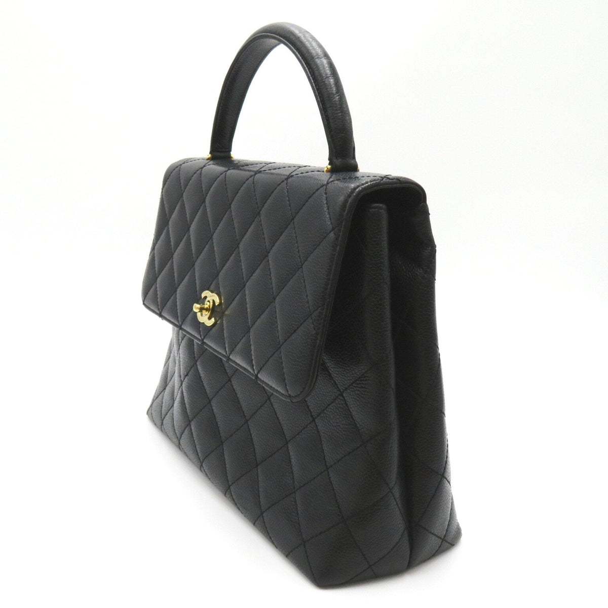 CHANEL Matelasse Handbag Black Caviar Skin (Grained Calf)
