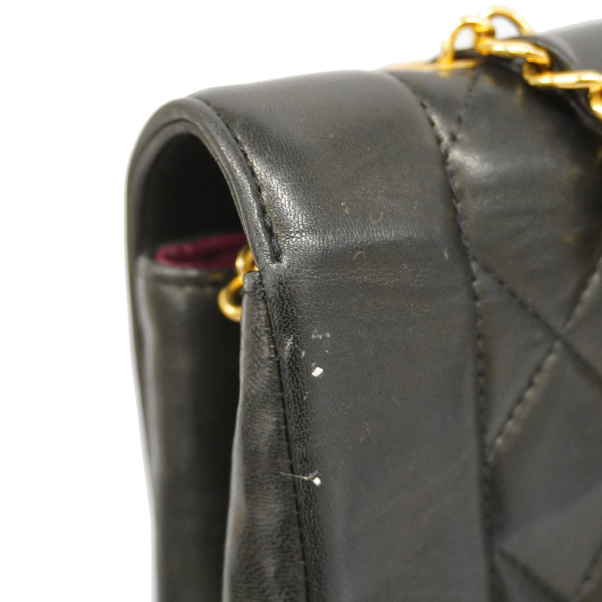 ChanelAuth  Matelasse Diana Flap Women's Leather Shoulder Bag Black