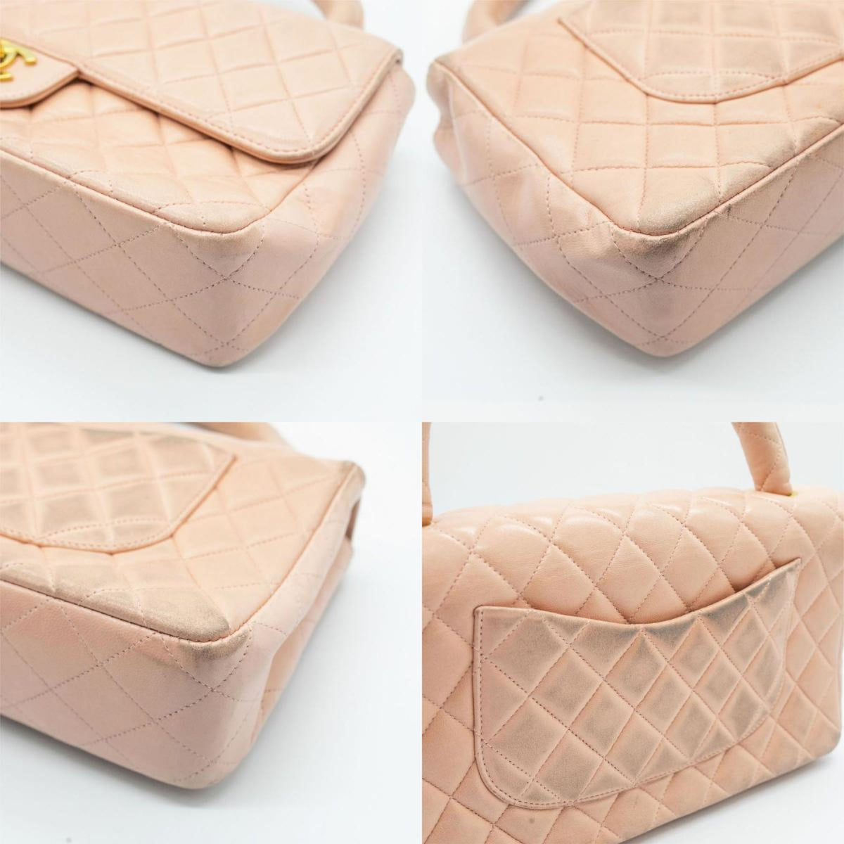 CHANEL Handbag Matelasse Leather Pink Gold Women's PD152