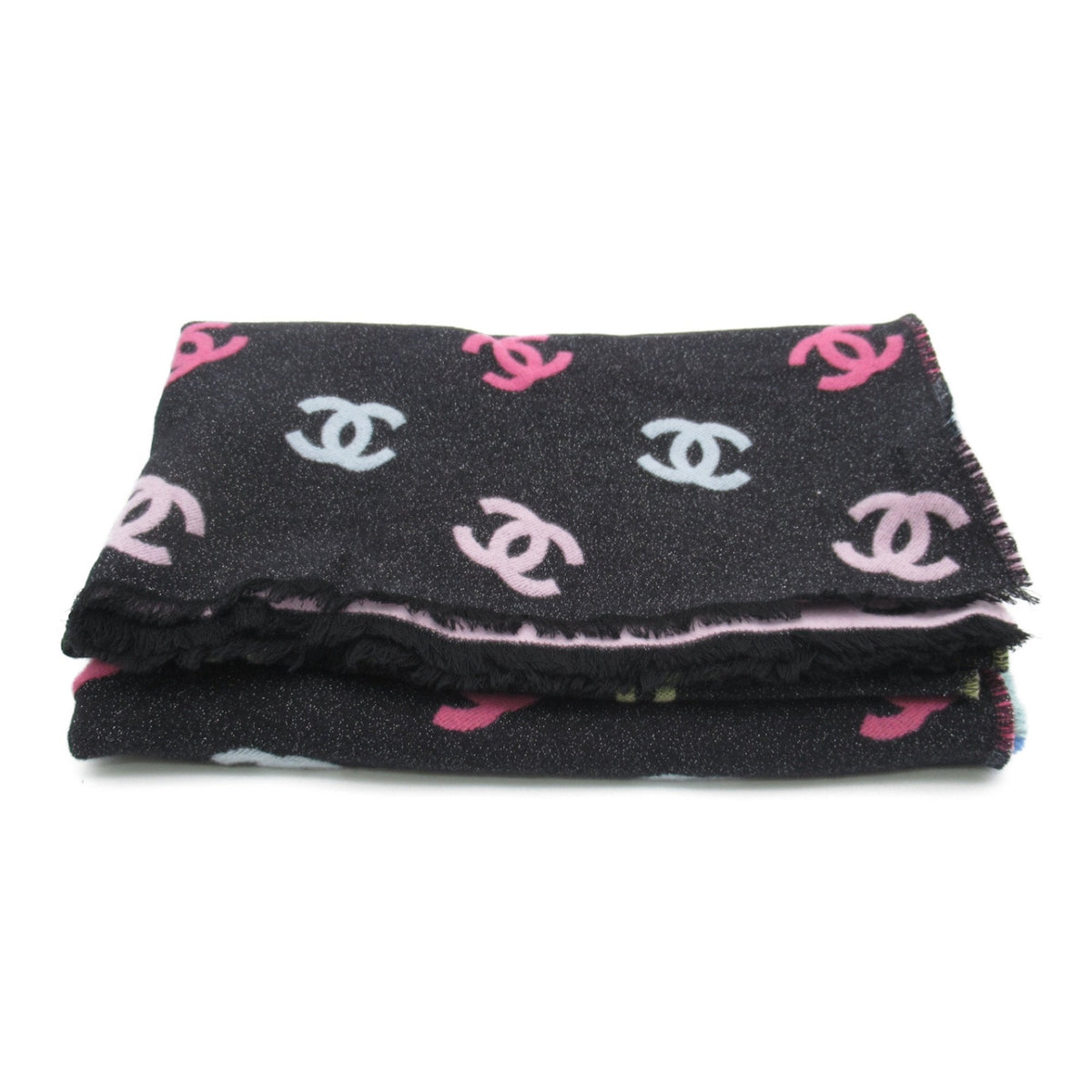 CHANEL Scarf Cashmere Women's Black