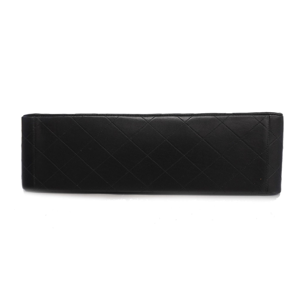 ChanelAuth  Big Matelasse W Chain Women's Leather Shoulder Bag Black