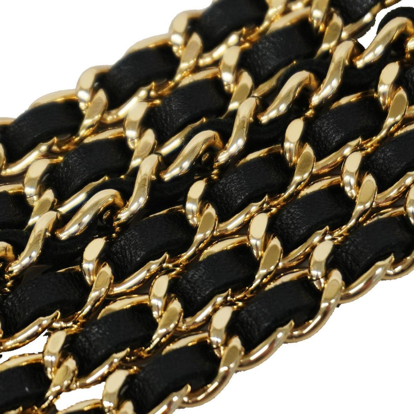 Chanel Shoulder Bag Matelasse Chain Lambskin Black Champagne Women's