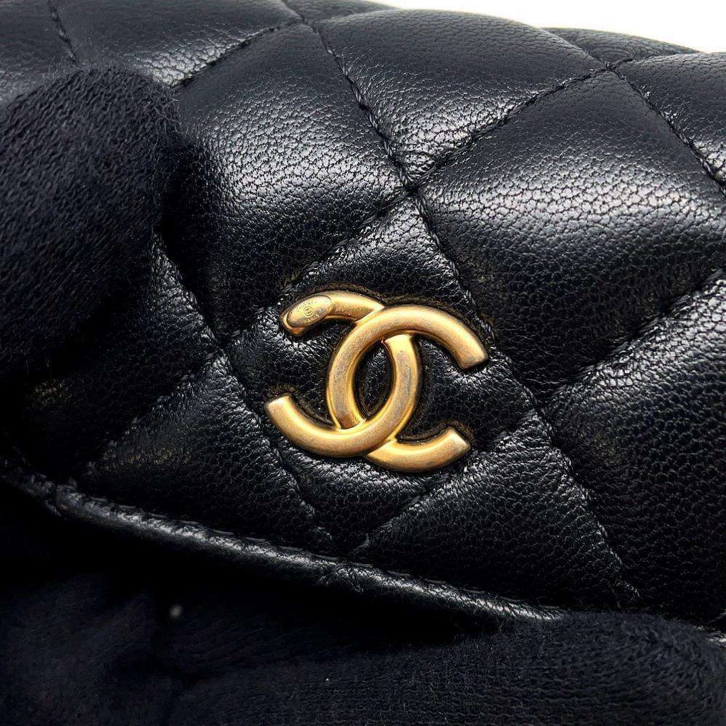Chanel Waist Bag Matelasse Coco Mark Lambskin AP1461 2way Shoulder Ball Black