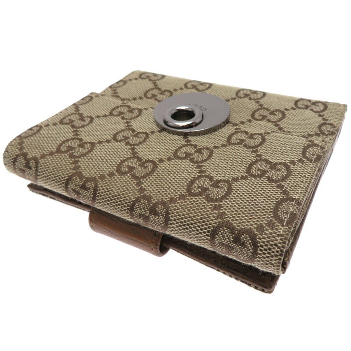 Gucci Brown Gg Canvas Leather Wallet (Bi-Fold)