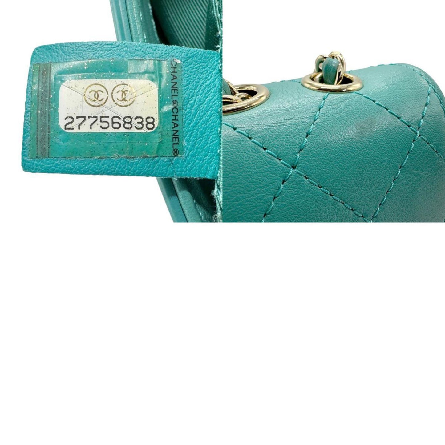 CHANEL Shoulder Bag Leather Mint Green Women's n0132