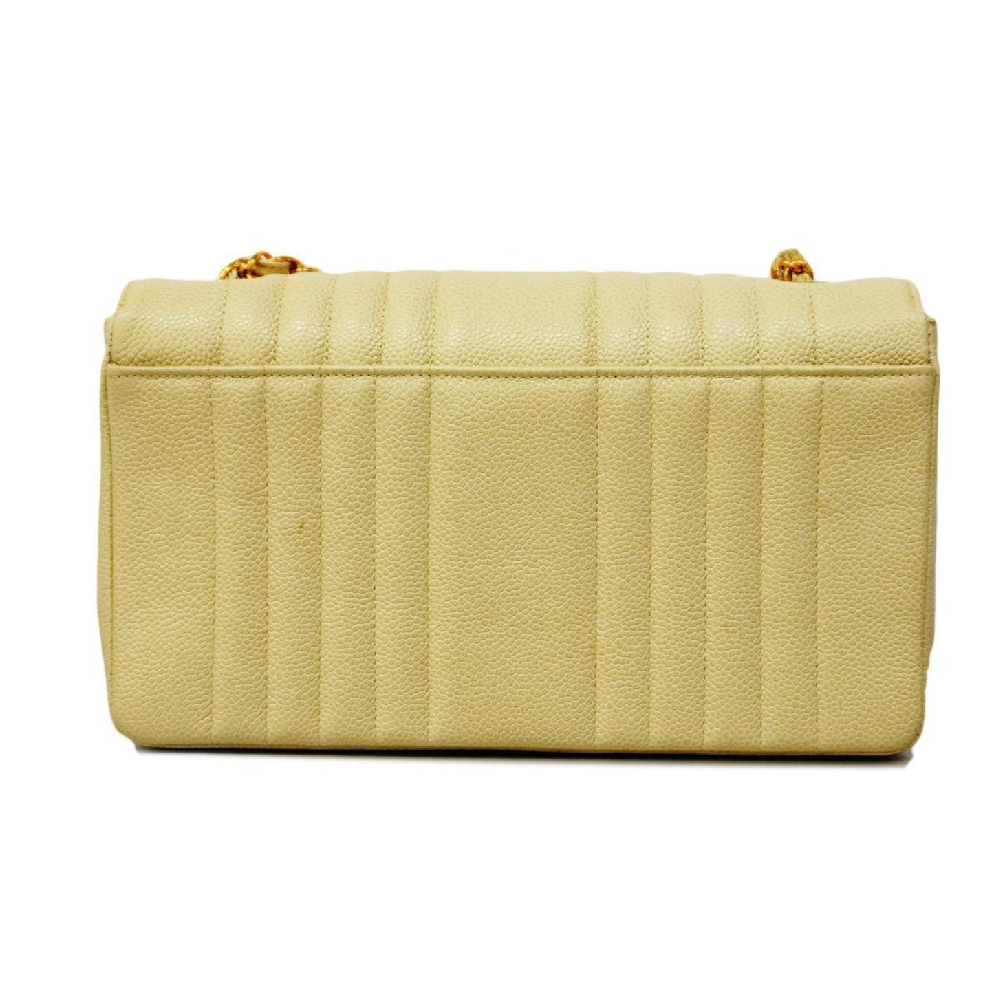 Chanel Shoulder Bag Mademoiselle Chain Caviar Skin White Women's