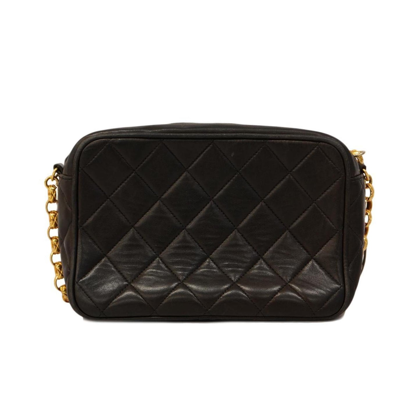 Chanel Shoulder Bag with Matelasse Bag, Lambskin, Black, Women's