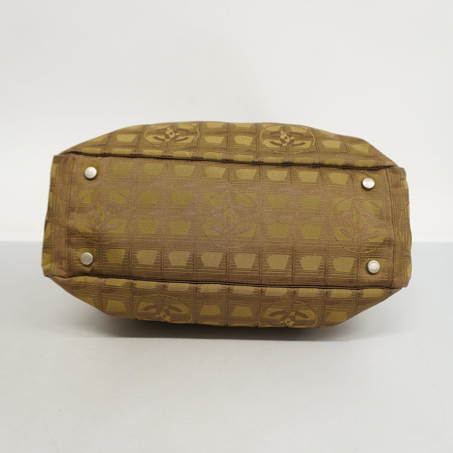 ChanelAuth  New Travel Line Tote Bag Women's Nylon,Leather Khaki