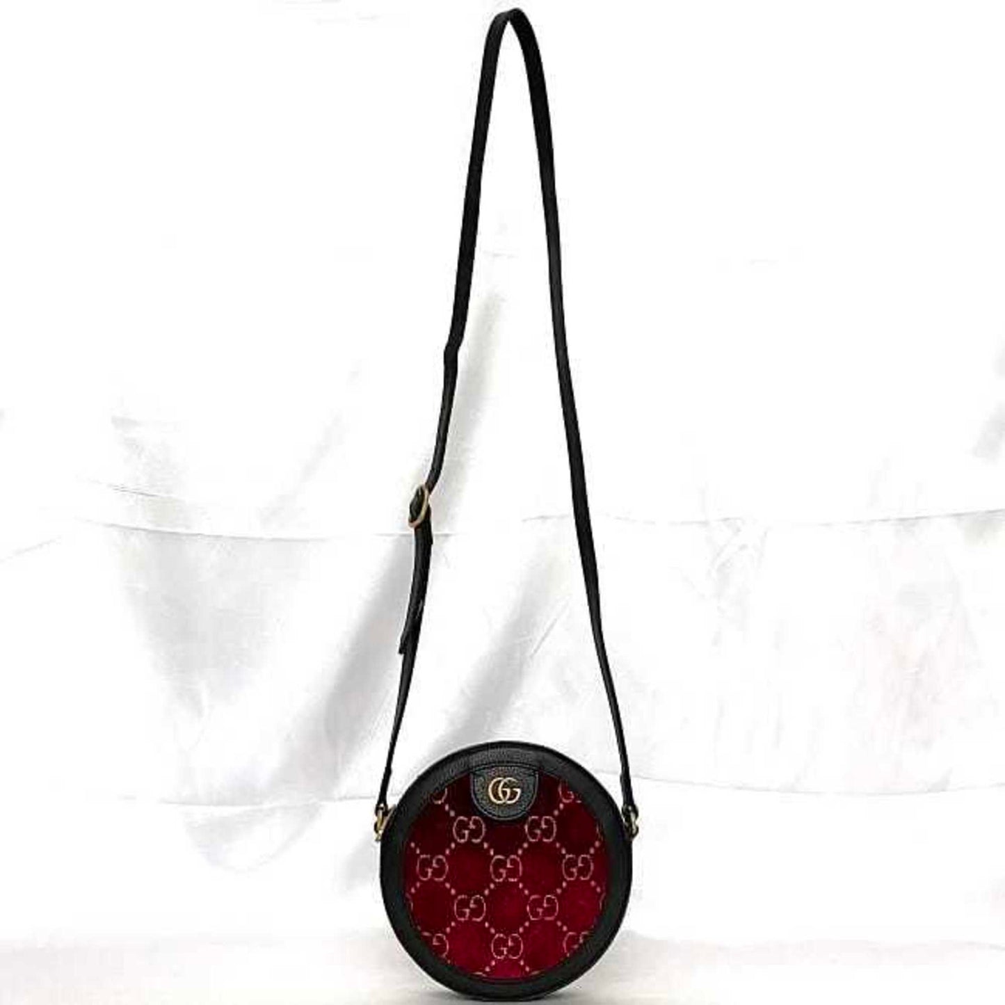 Gucci Black Red Color Velvet Leather Shoulder Bag