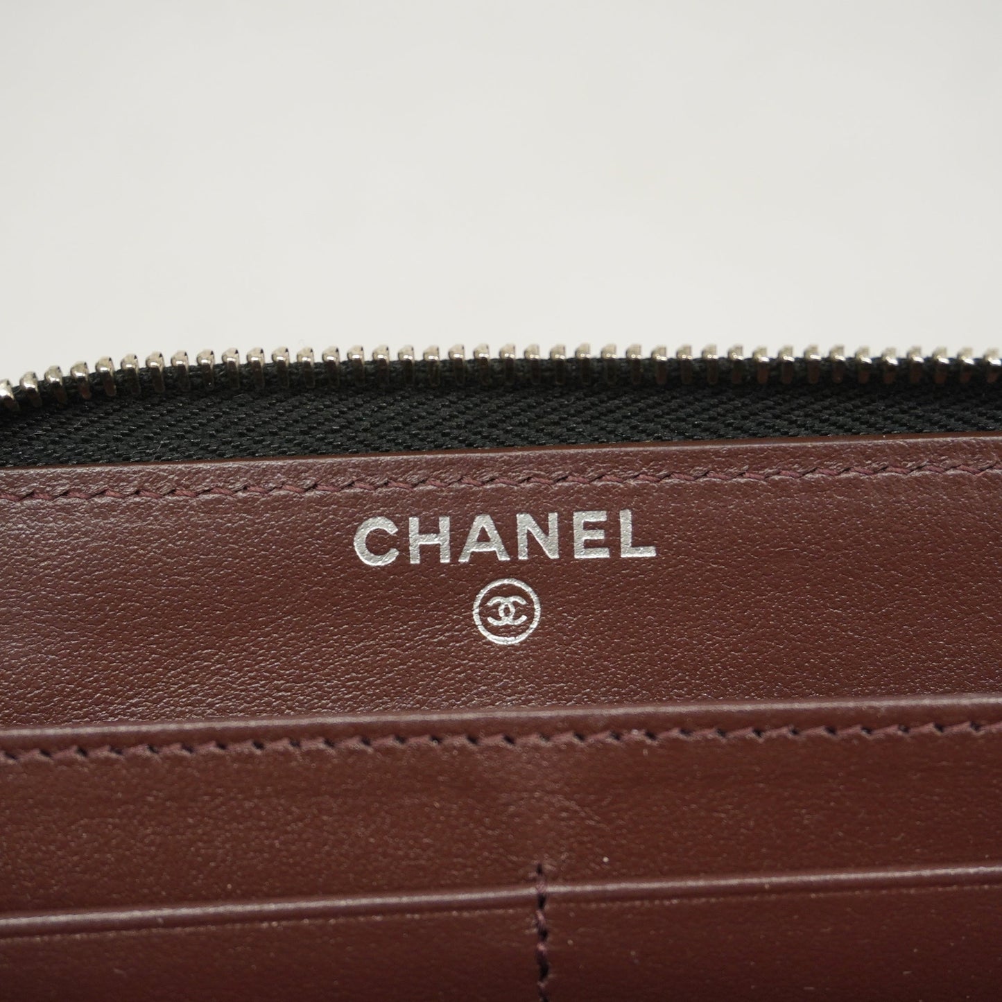 ChanelAuth  Matelasse Silver Metal Fittings Women's Caviar Leather Long Wallet