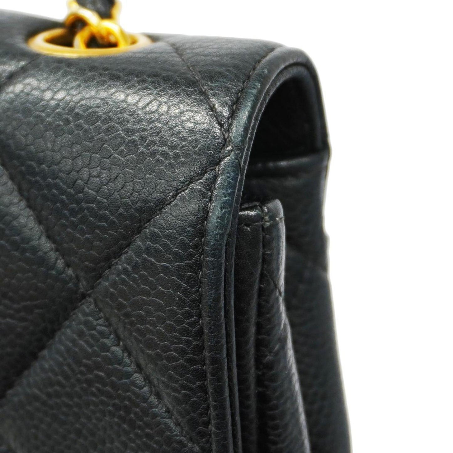 Chanel Shoulder Bag Matelasse Chain Caviar Skin Black Women's