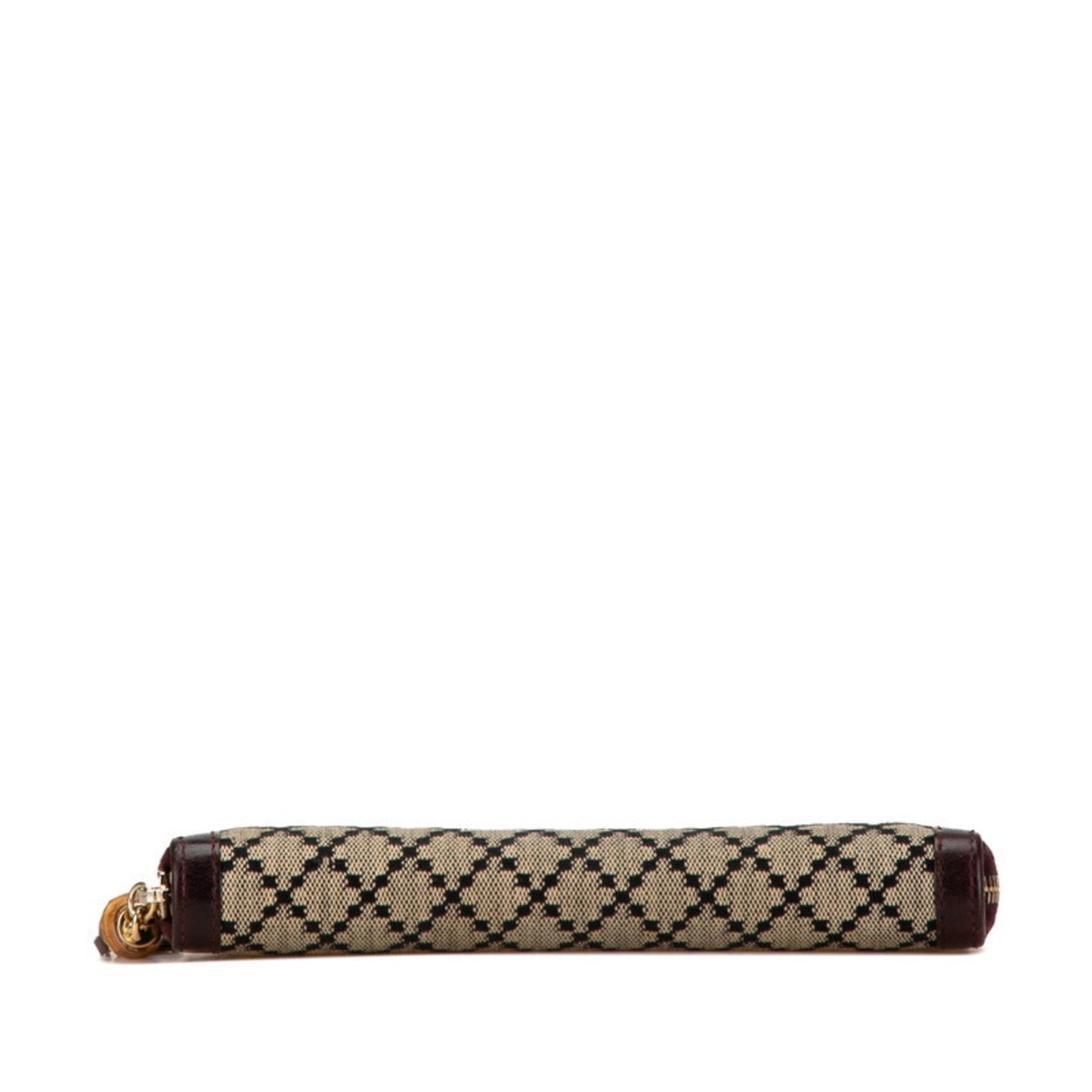 Gucci Bamboo Beige Brown Leather Canvas Wallet (Bi-Fold)