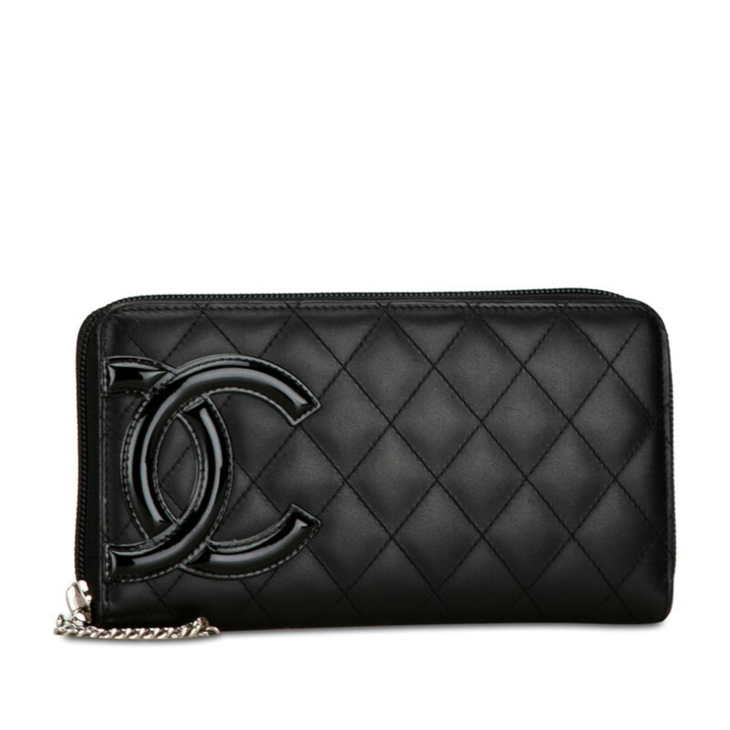 Chanel Matelasse Coco Mark Cambon Line Round Long Wallet Black Lambskin Women's CHANEL