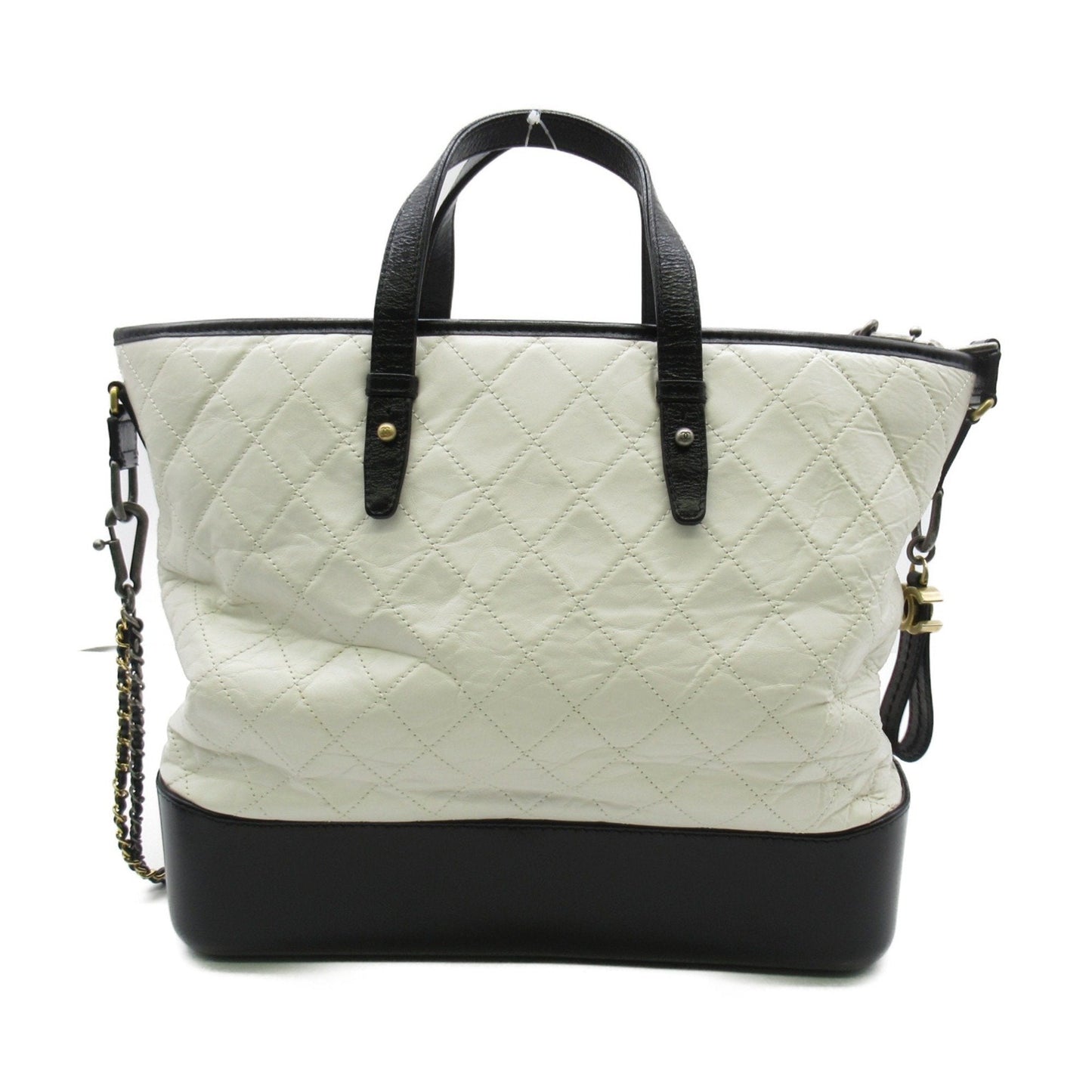 CHANEL Gabriel de 2wayShoulder Bag White Black leather A91876