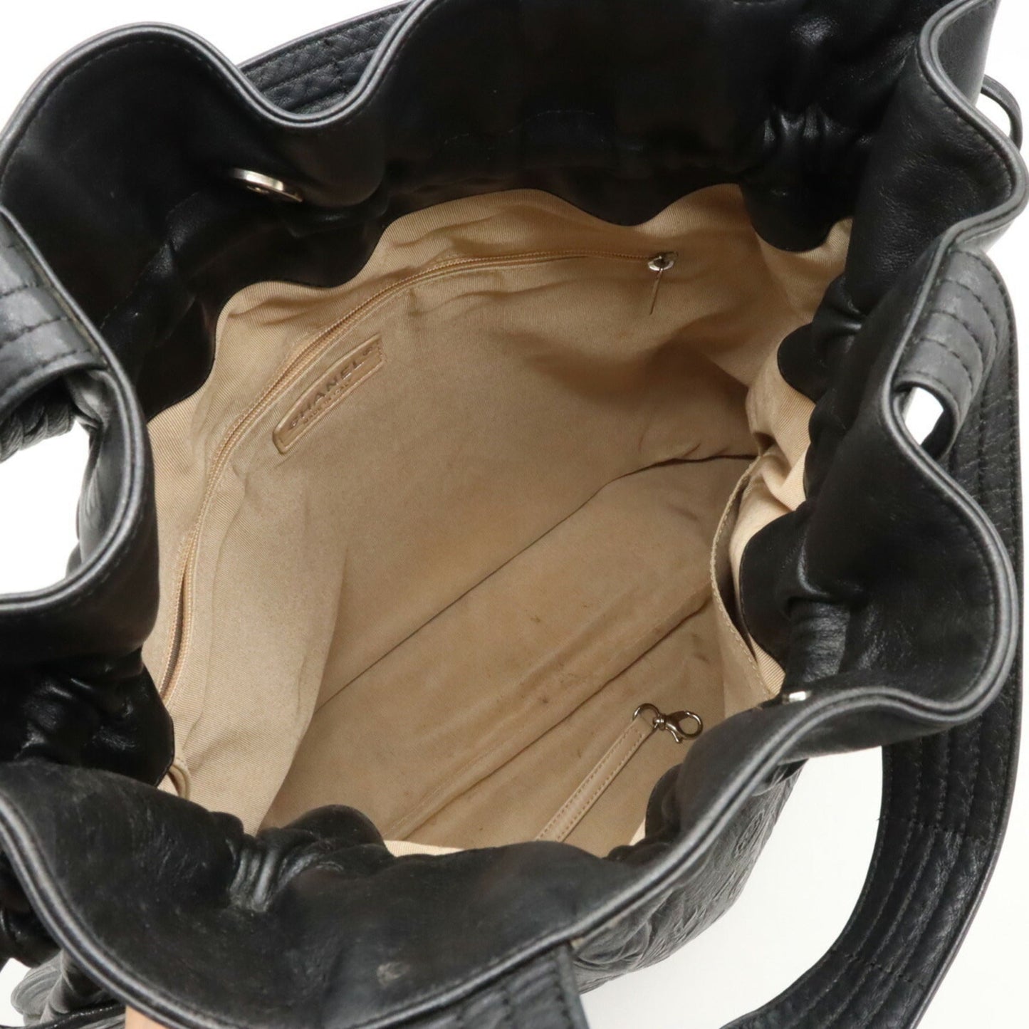 CHANEL Unlimited Embossed Tote Bag Shoulder Leather Black 6123