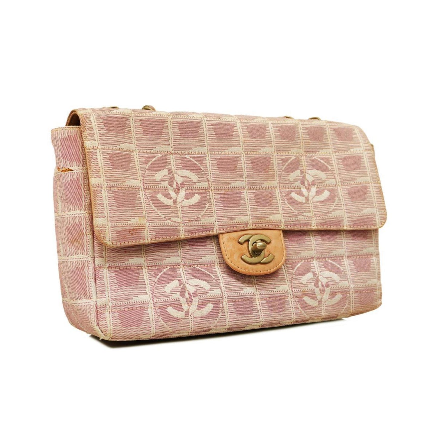 Chanel Shoulder Bag New Travel W Chain Nylon Pink Women's