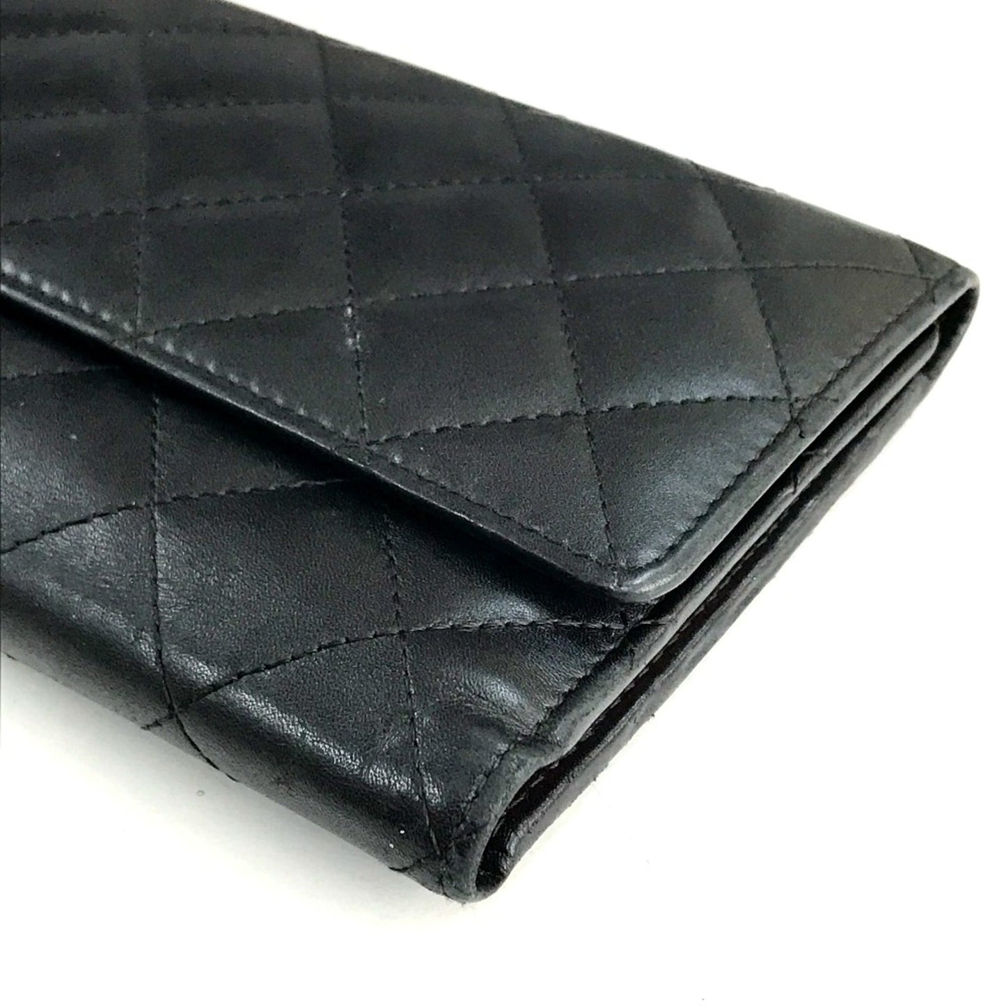 Chanel A46645 Cambon Line Trifold Long Wallet Black