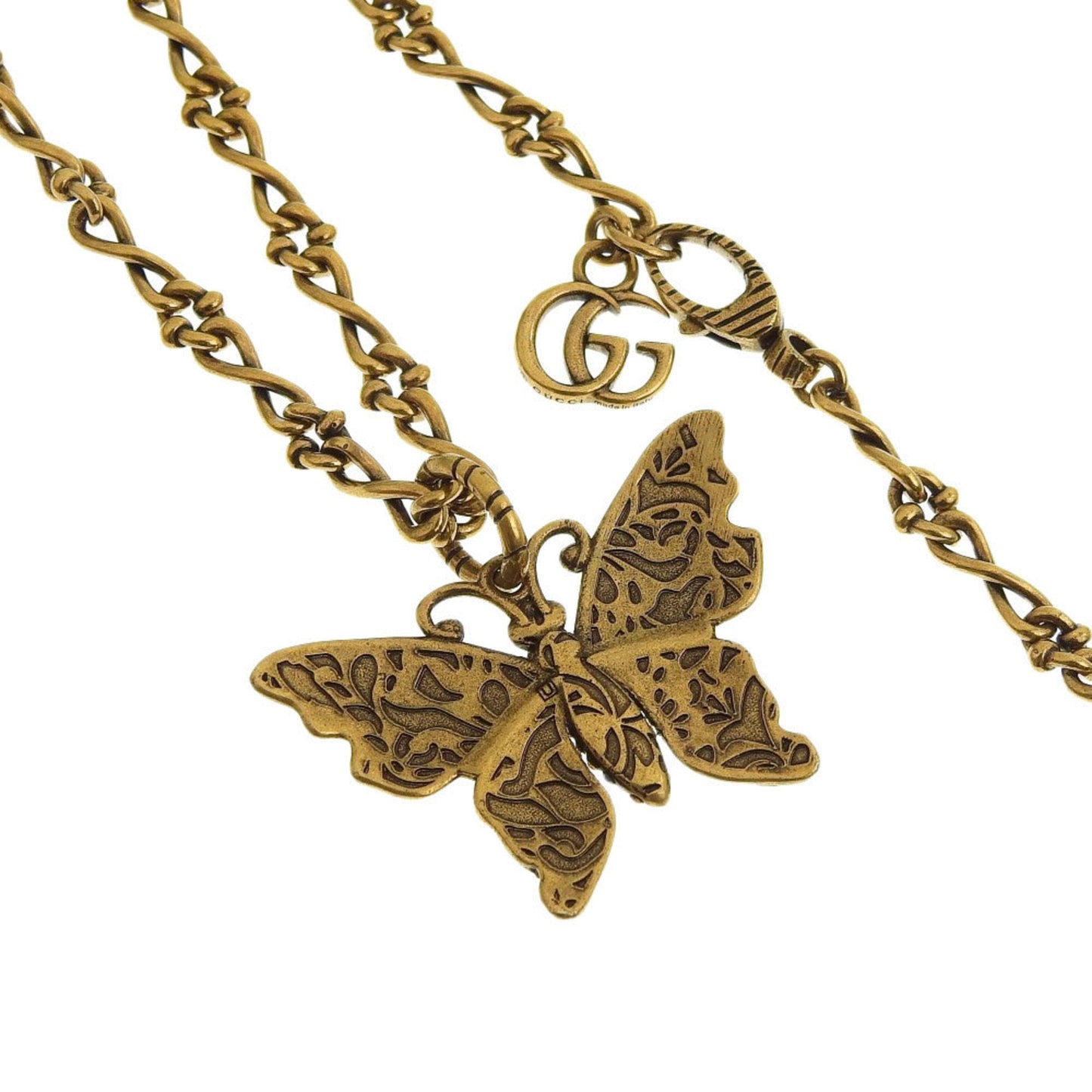 Gucci GG Marmont butterfly long necklace multicolor aging gold 553290