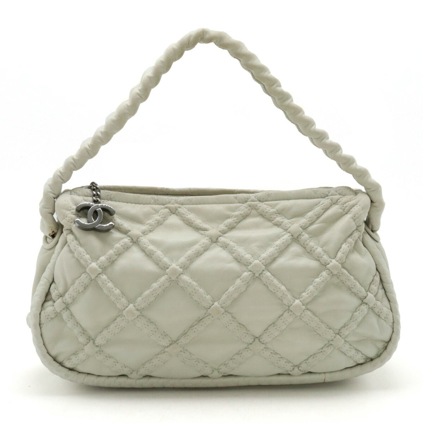 CHANEL Chanel Matelasse Ultra Stitch Shoulder Bag Leather Off-White