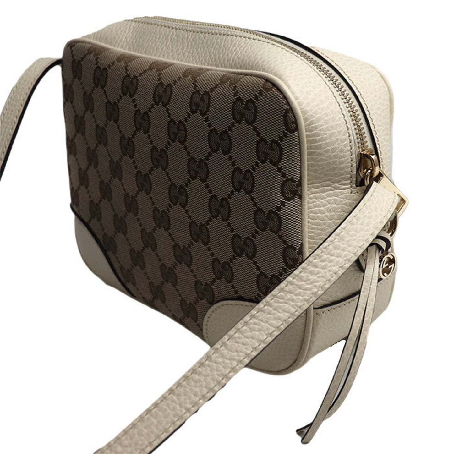Gucci Beige White Gg Canvas Leather Shoulder Bag