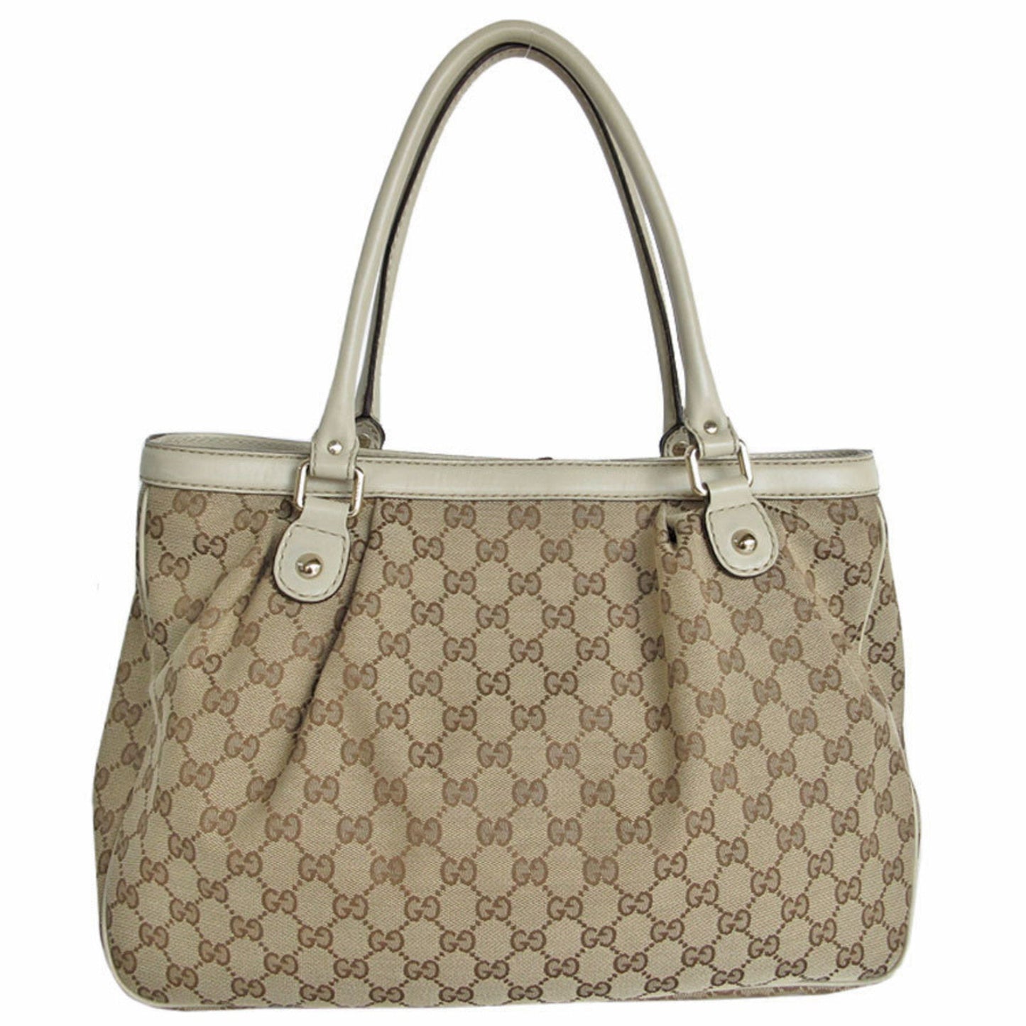 Gucci Beige Canvas Leather Handbag