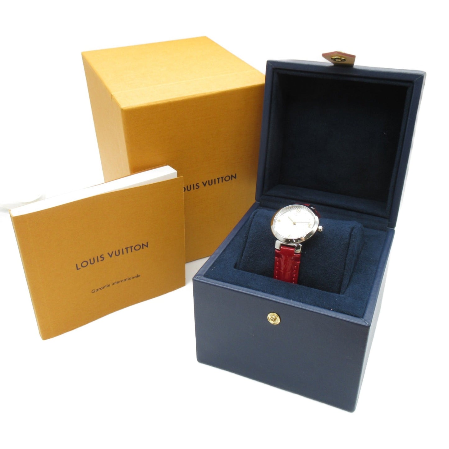 LOUIS VUITTON Tambour Slim Metallic Flower PM Wrist Watch Wrist Watch QA014Z Quartz Silver Stainless Steel Leather b QA014Z