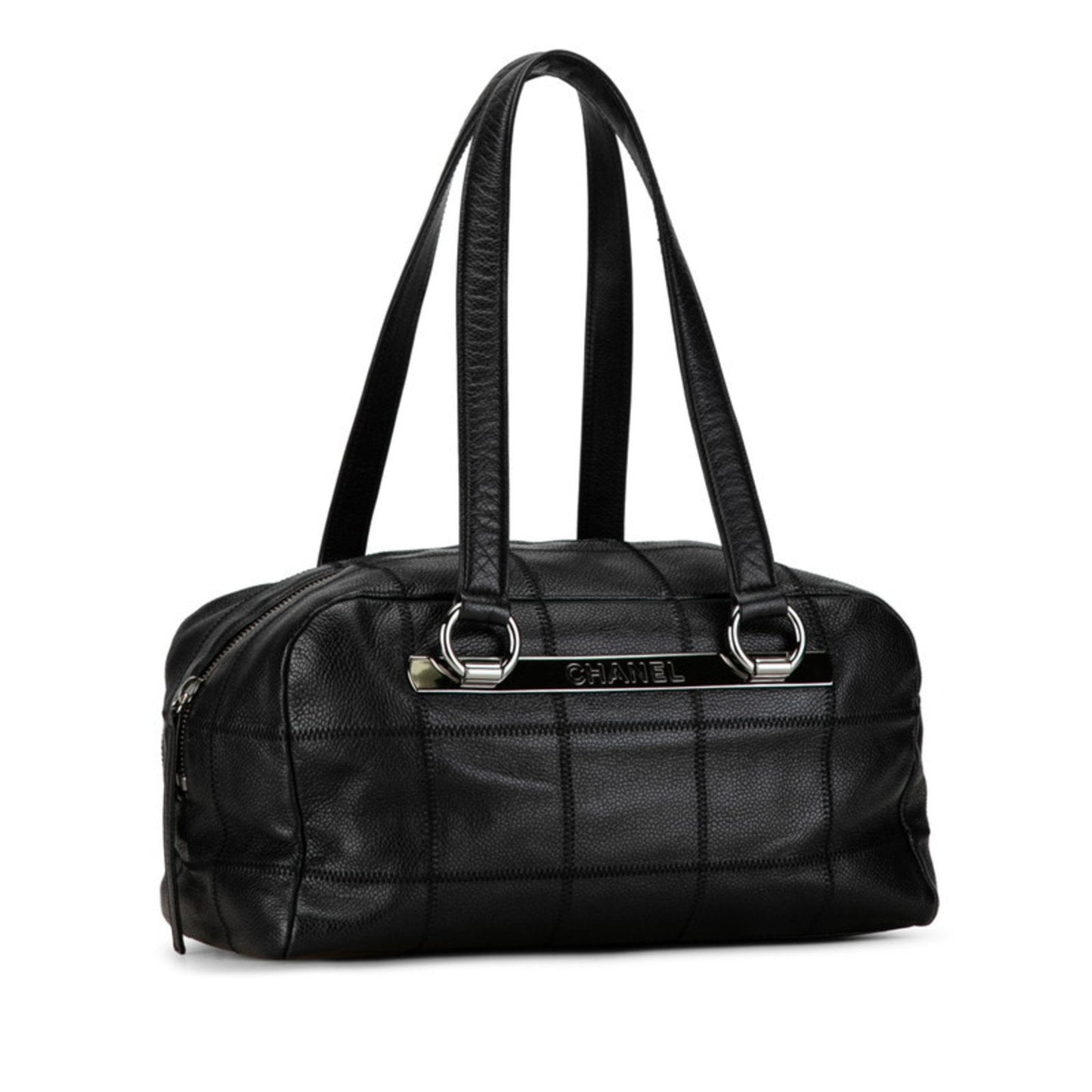 Chanel Chocolate Bar Handbag Boston Bag Black Caviar Skin Women's CHANEL