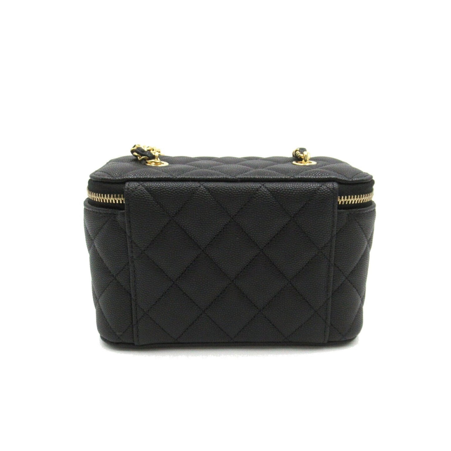 CHANEL Vanity Chain Shoulder Bag, Caviar Skin (Grained Calf), Women's, Black, AP3079