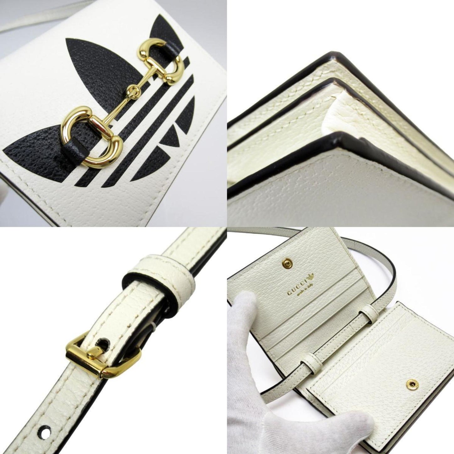Gucci Black Off-White Leather Wallet (Bi-Fold)