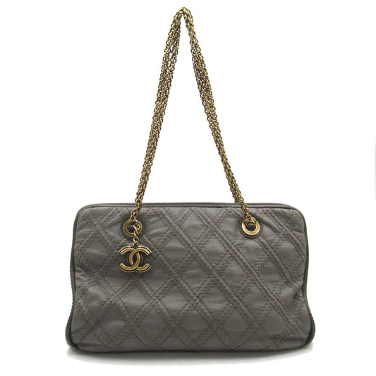 CHANEL ChainShoulder Gray leather