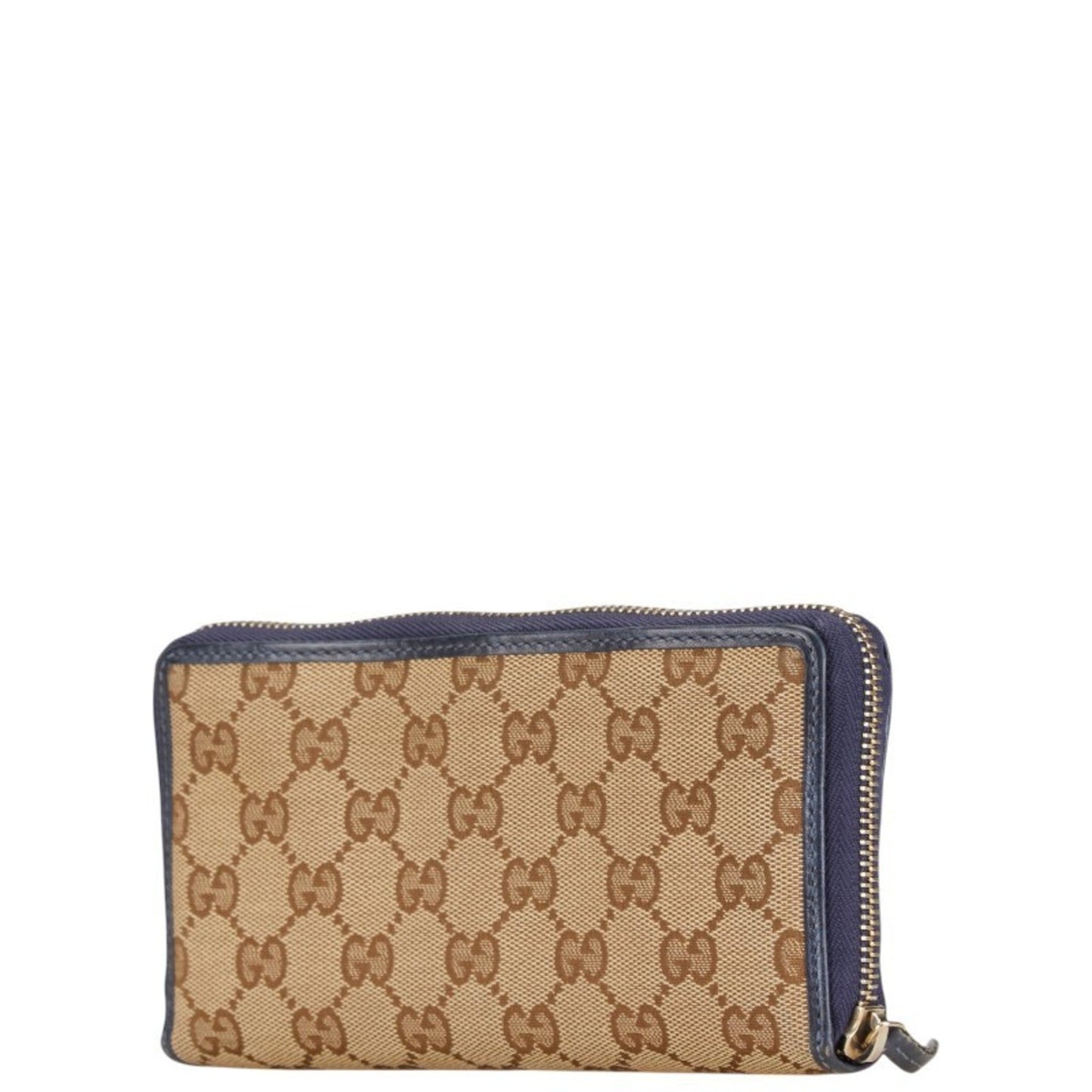 Gucci Beige Navy Canvas Leather Coin Purse/Coin Case