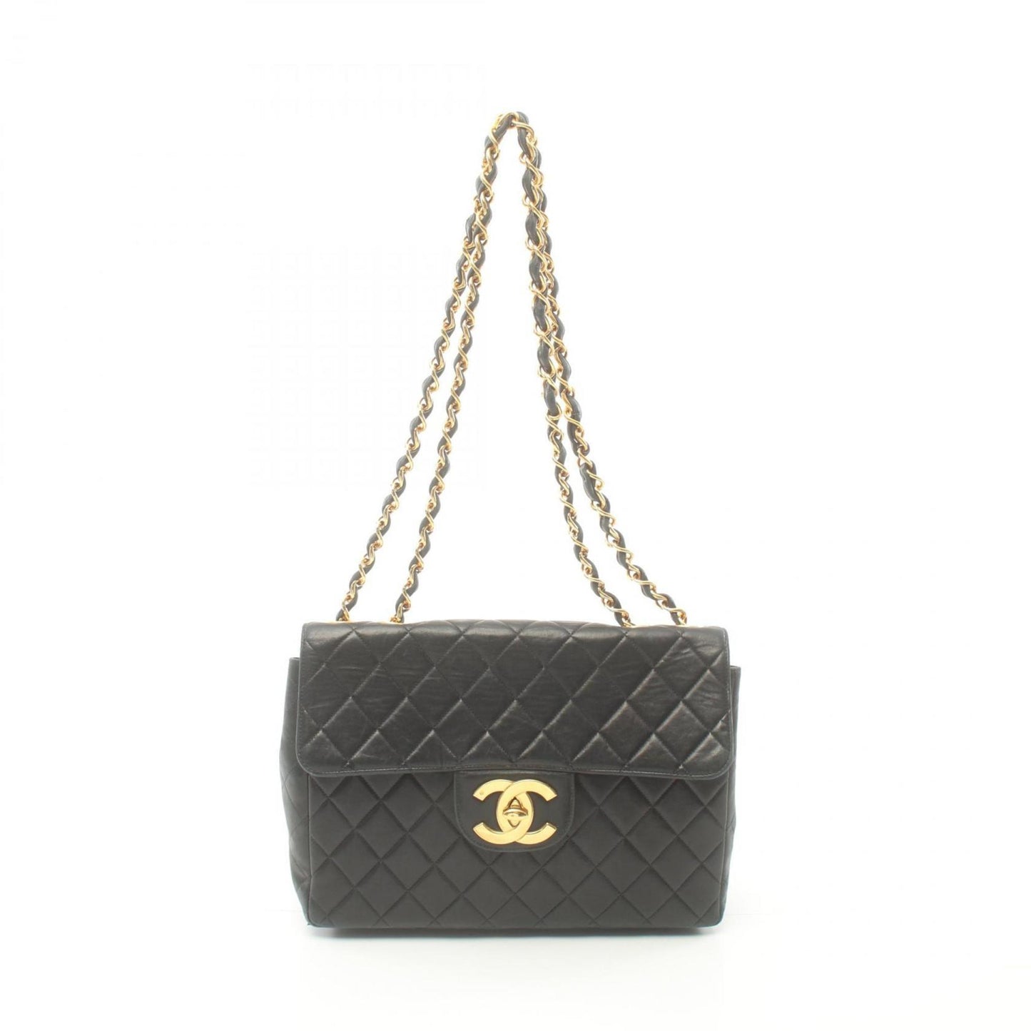 CHANEL Deca Matelasse 30 Single Flap Shoulder Bag, Lambskin, Women's, Black
