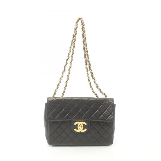 CHANEL Deca Matelasse 30 Single Flap Shoulder Bag, Lambskin, Women's, Black