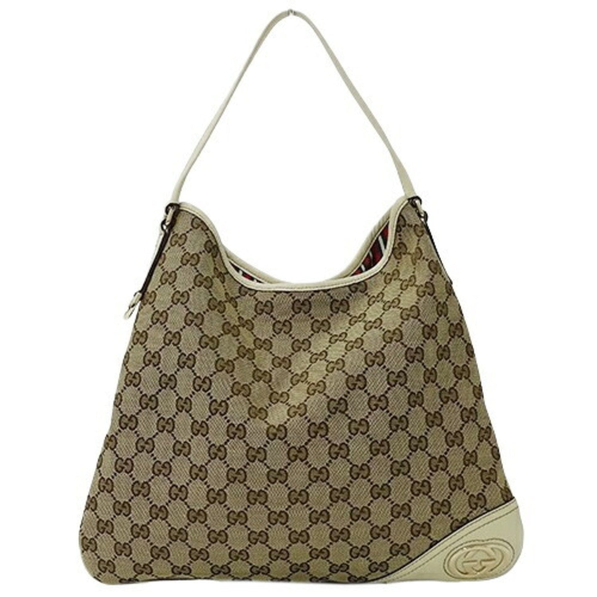 Gucci Beige White Gg Canvas Shoulder Bag ()