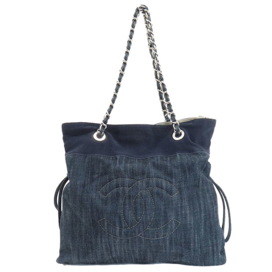Chanel Coco Mark Tote Bag Denim Women's CHANEL