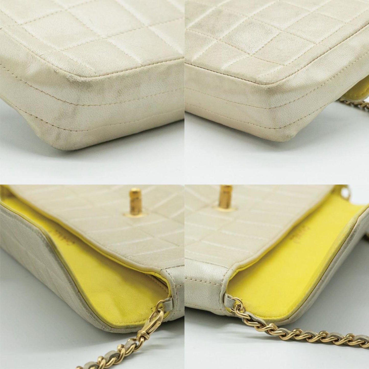 CHANEL Shoulder Bag Chocolate Bar Leather Champagne Gold Women's PD59