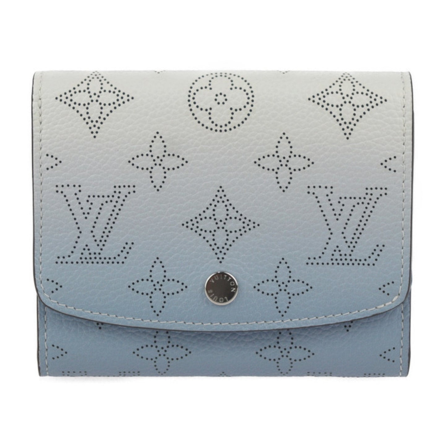 LOUIS VUITTON Portefeuille Iris Compact Monogram Mahina Bifold Wallet M80492 Leather Blue Gradation Silver Metal Fittings