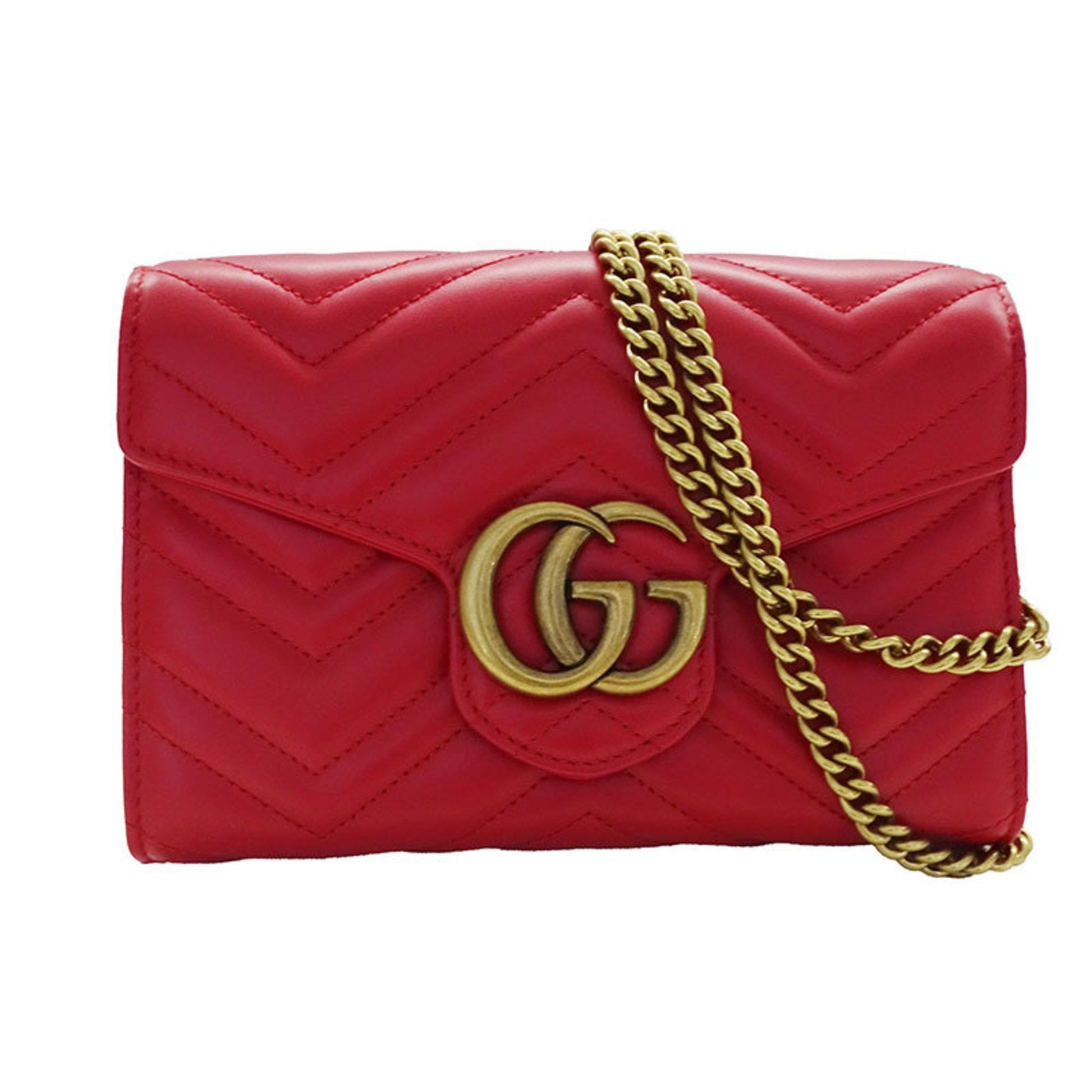 Gucci Red Color Leather Shoulder Bag ()