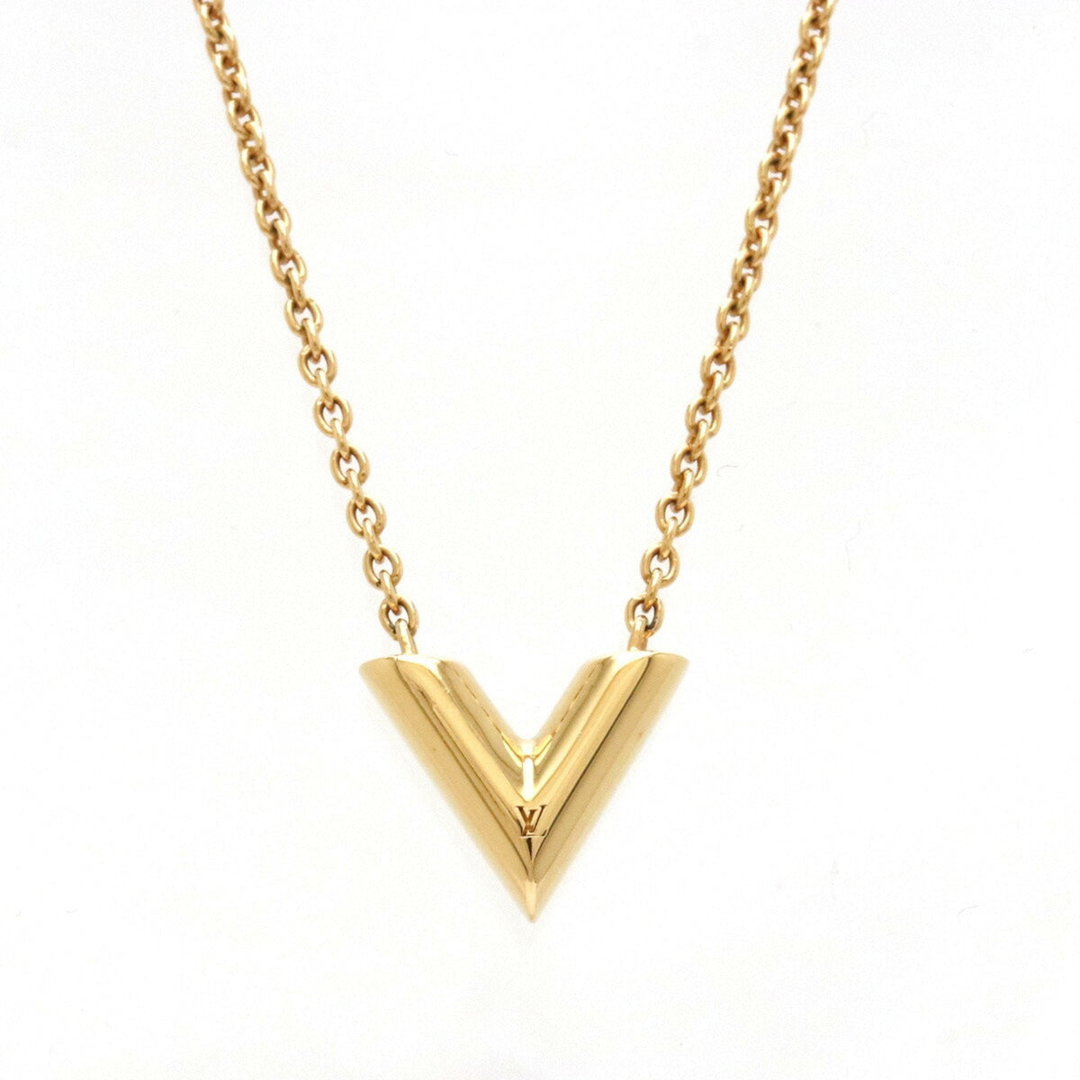 LOUIS VUITTON Necklace Essential V Pendant GP Gold M61083