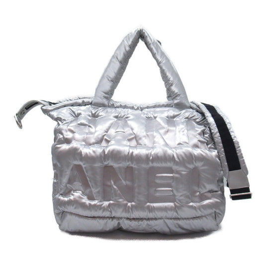 CHANEL Doudoune Coconage Shoulder Bag Nylon Women's Silver
