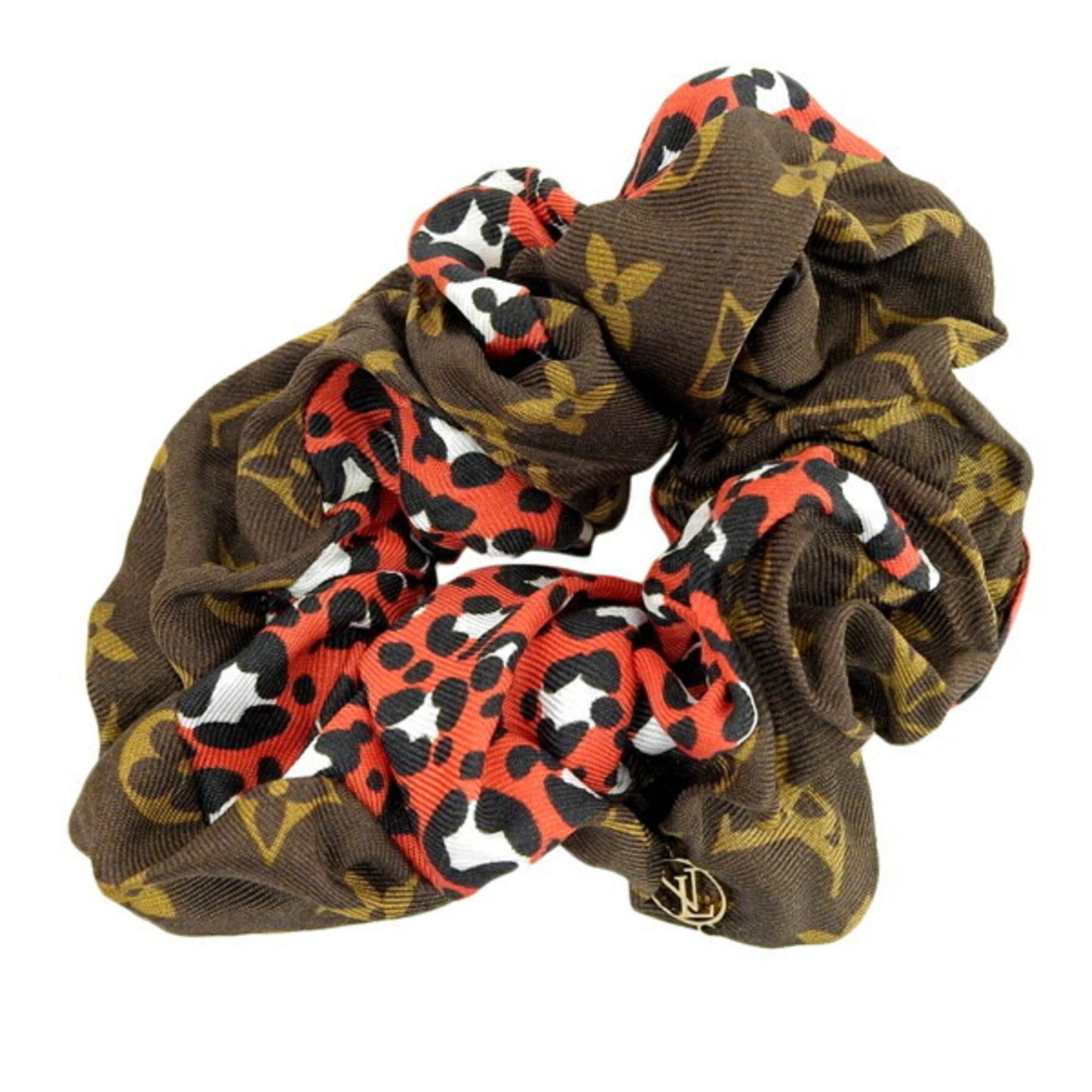 LOUIS VUITTON Monogram Silk Scrunchie Be Mindful Hair Tie M77011 Brown Pink Ladies