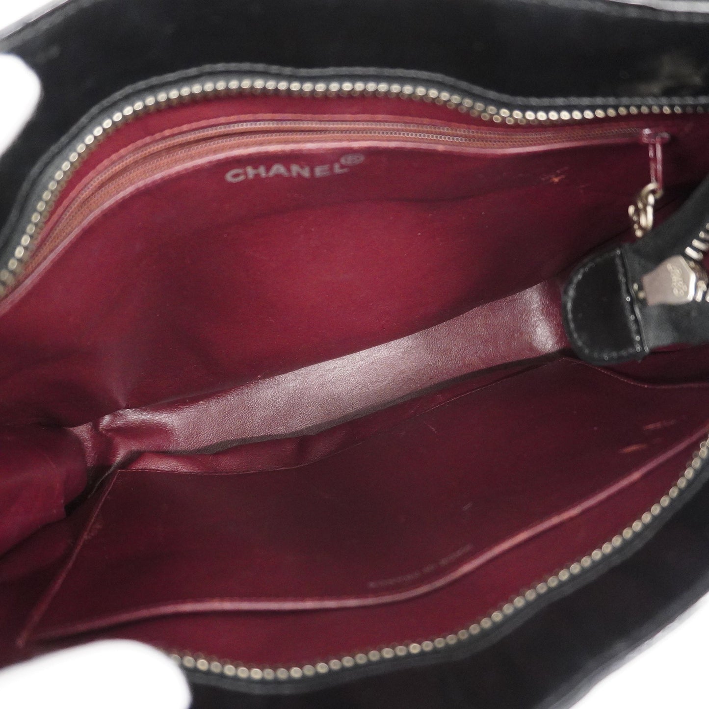 Chanel[3cc2423]Auth  Tote Bag patent leather black silver metal