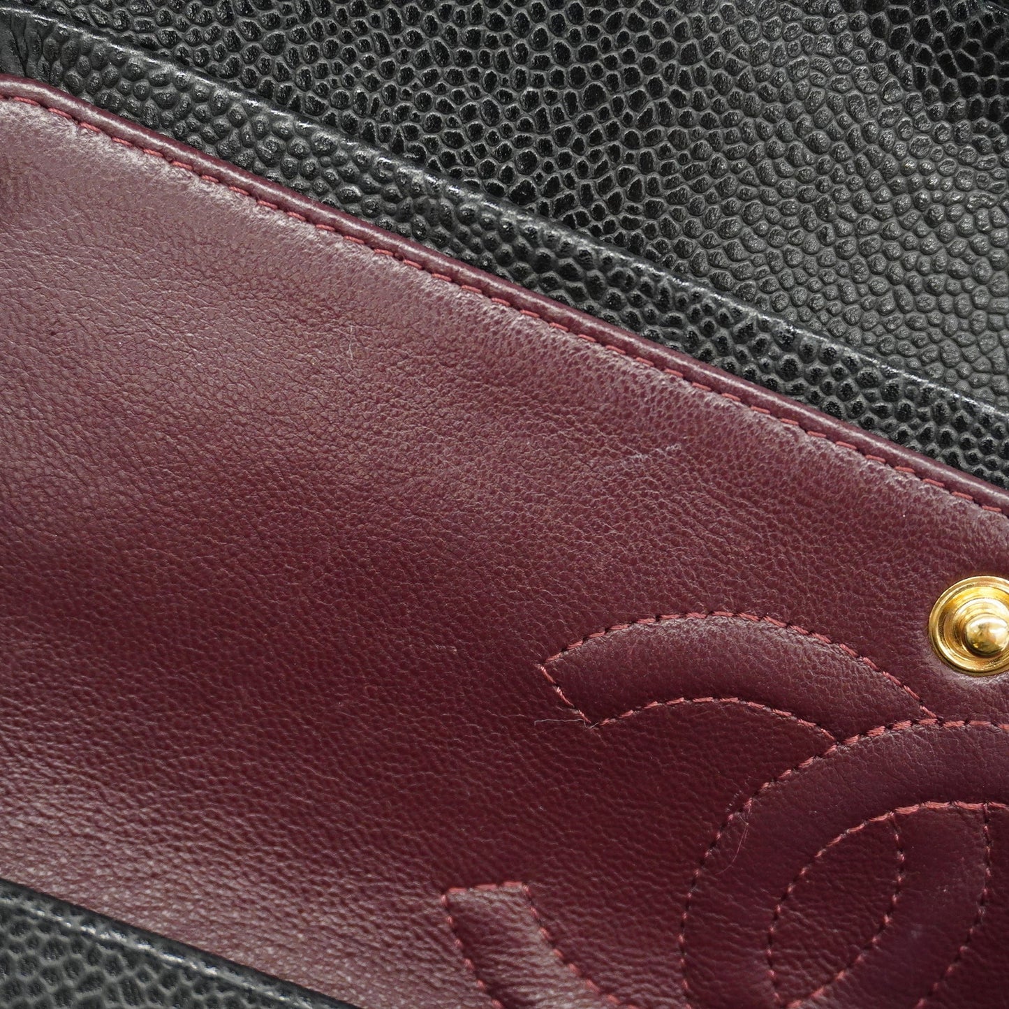 ChanelAuth  Matelasse W Flap W Chain Women's Leather Shoulder Bag Black