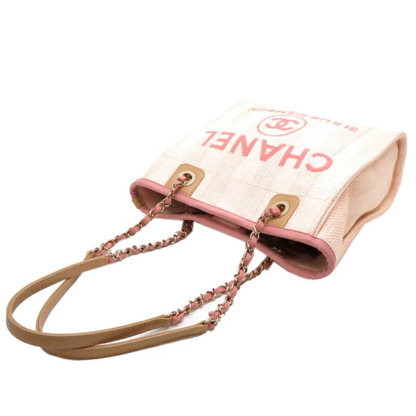 Chanel Seal Deauville PM Women's Tote Bag A66939 Canvas Pink