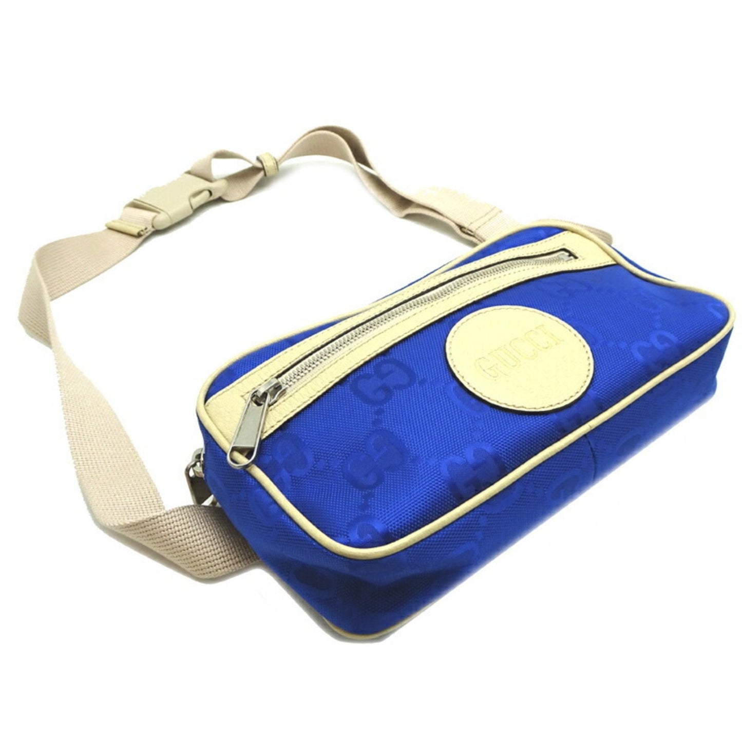 Gucci Beige Blue Canvas Sling Bag