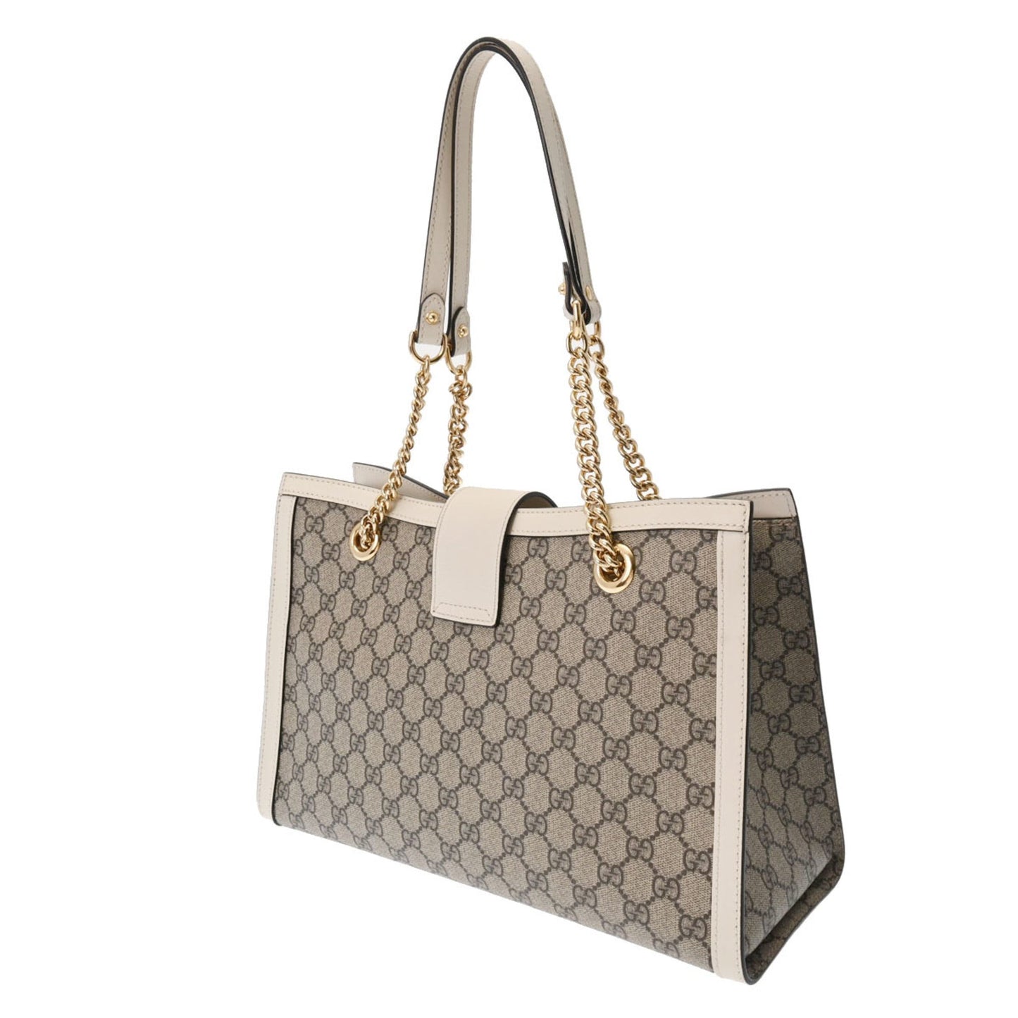 GUCCI Padlock GG Medium Chain Shoulder Bag Beige 479197 Women's Supreme Canvas Tote