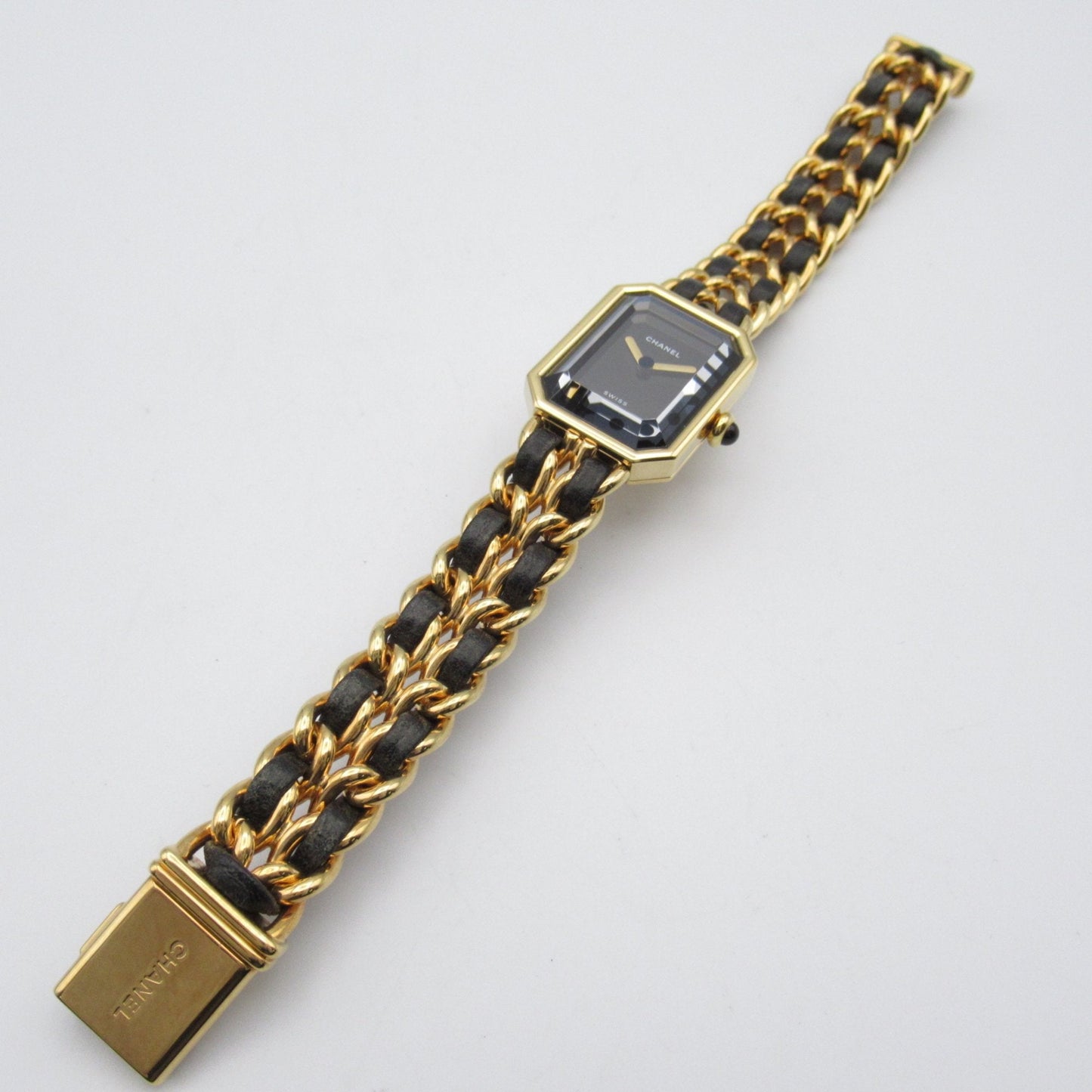 CHANEL Premiere L Wrist Watch H0001 Quartz Black Gold Plated Leather belt H0001