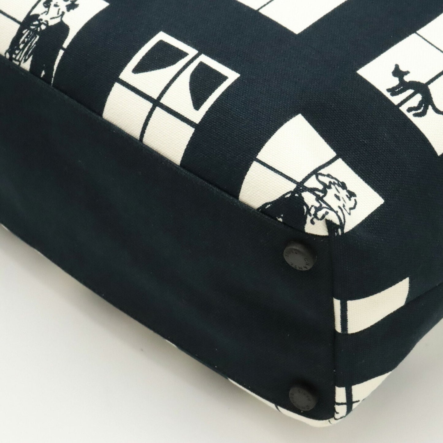 CHANEL Chanel Windows Line Coco Mark Tote Bag Shoulder Canvas Black White