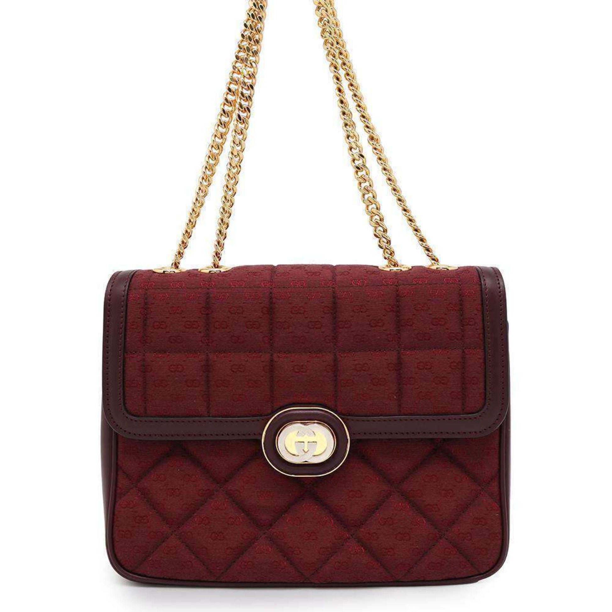 Gucci Bordeaux Gg Canvas Leather Shoulder Bag ()